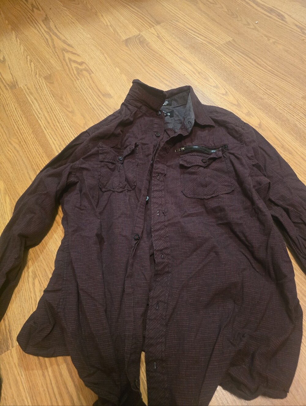Eighty Eight Men's Dark Plum Button-Down Utility Shirt